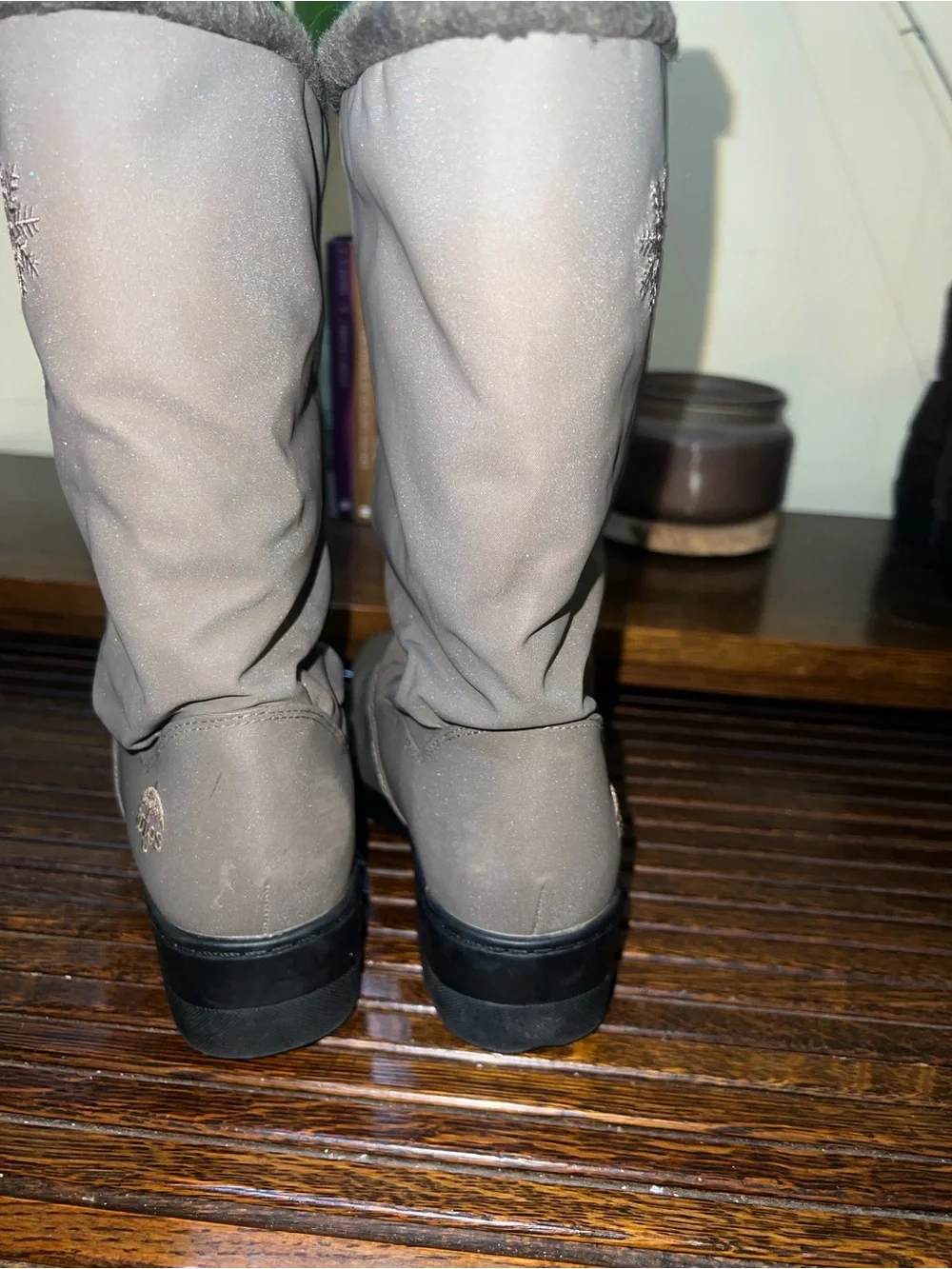 totes Women's Taupe Mid-Calf Winter Boots with Faux Fur Trim